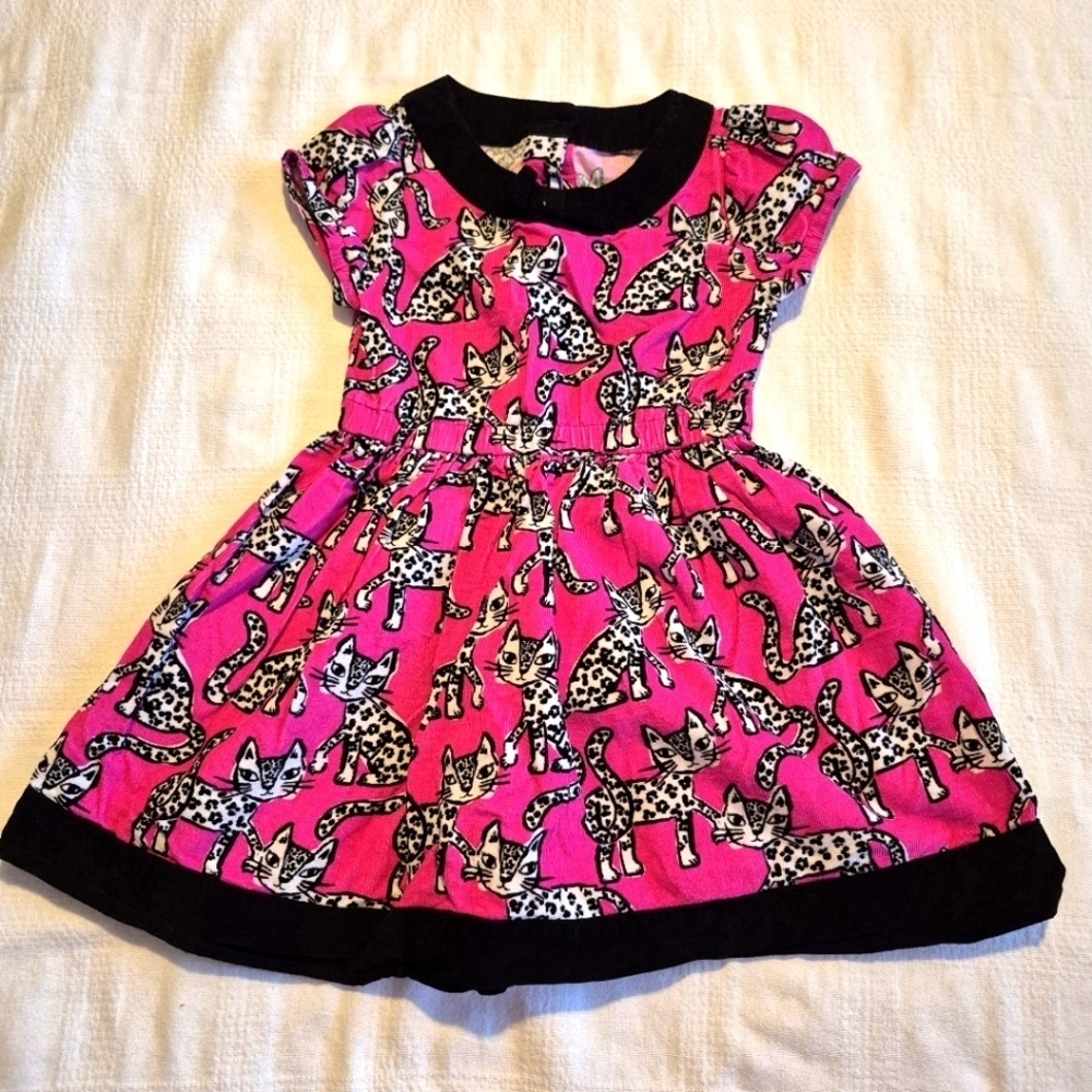 Gymboree Tails of the City girls size 4T corduroy short sleeve dress kitty VGUC